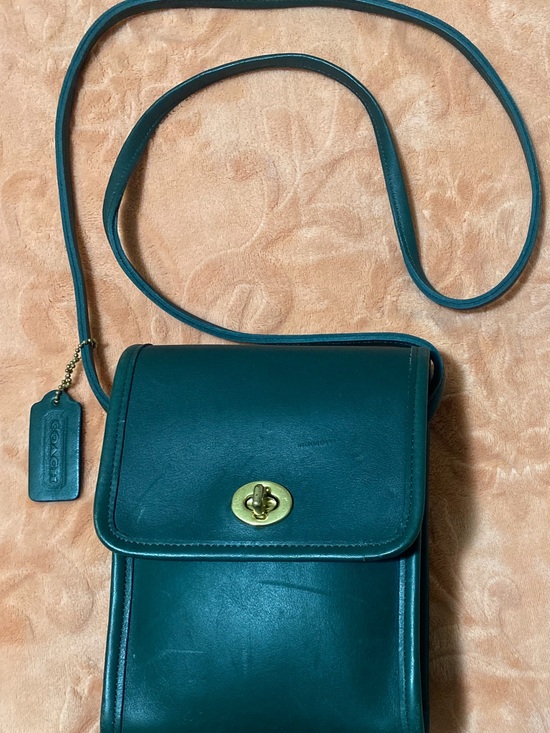 Coach Handbags - Rare Vintage Coach Forest Green Scooter Leather Crossbody Bag 9893